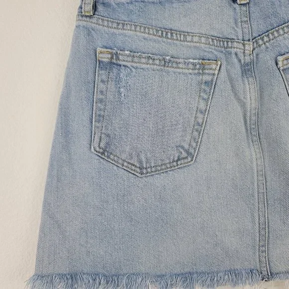 Free People We The Free Button Fly Denim Distressed Mini Skirt Si… - Picture 12 of 14